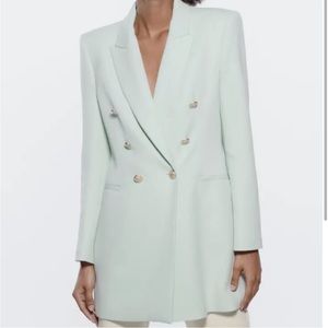 Mint green Zara double breasted blazer